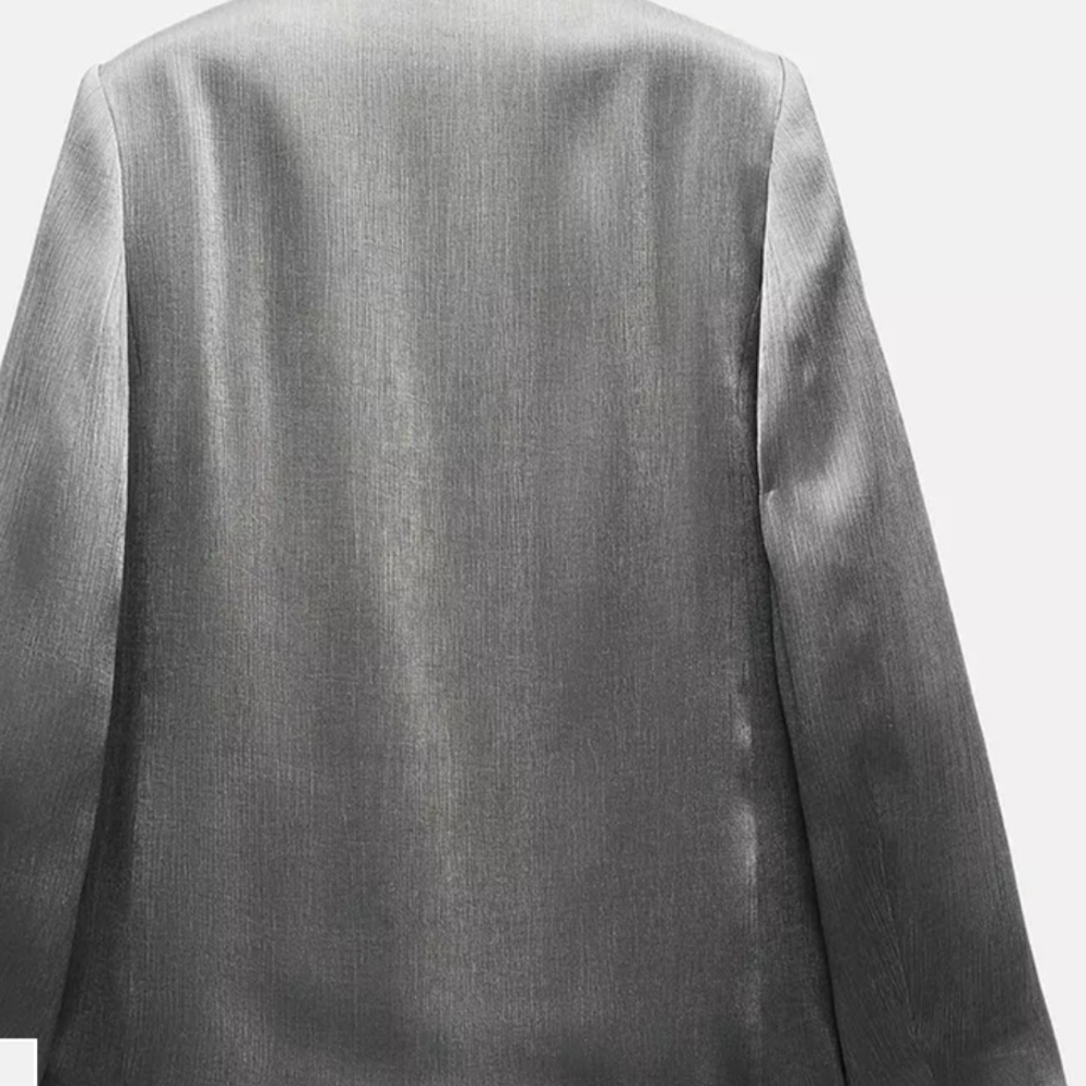 Zara Women's Silver Satin Blazer Jacket (Size L)and maching Pants (Size XL) - Picture 7 of 7